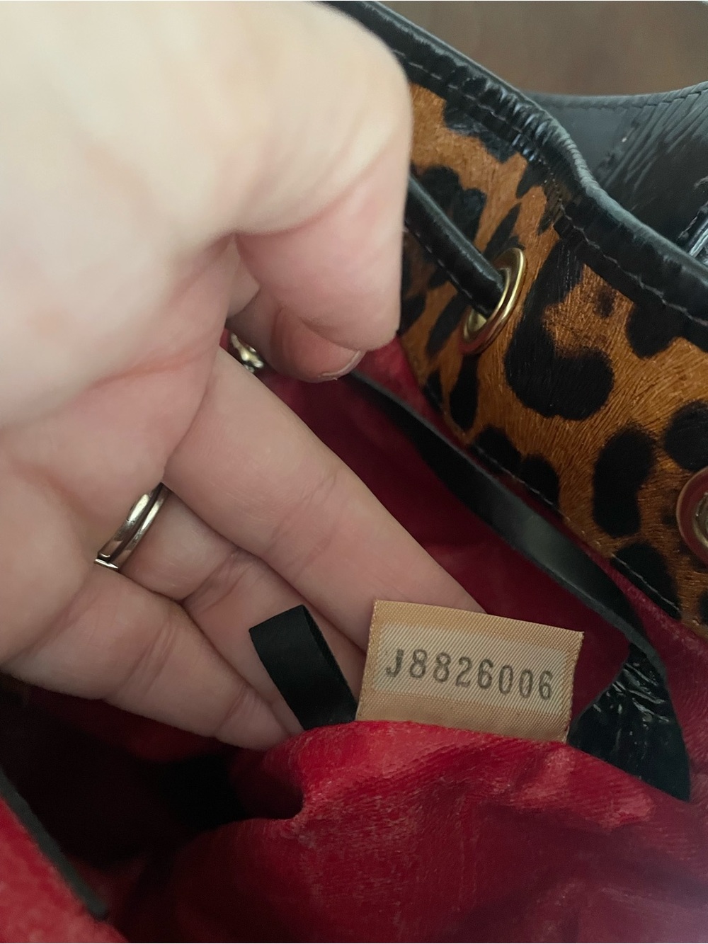 Dooney & Bourke Leopard Print Drawstring Shoulder Bag - Brown and Black - Picture 8 of 15